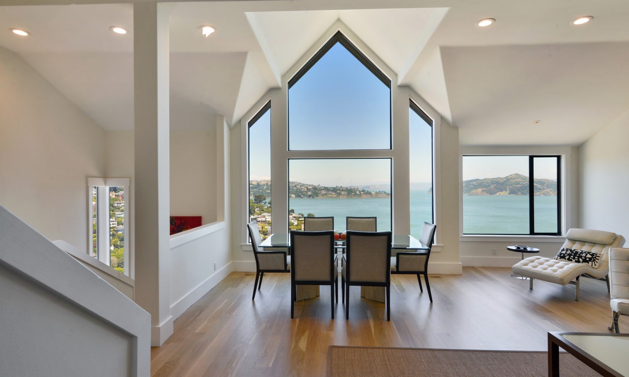 dining room with windows and view