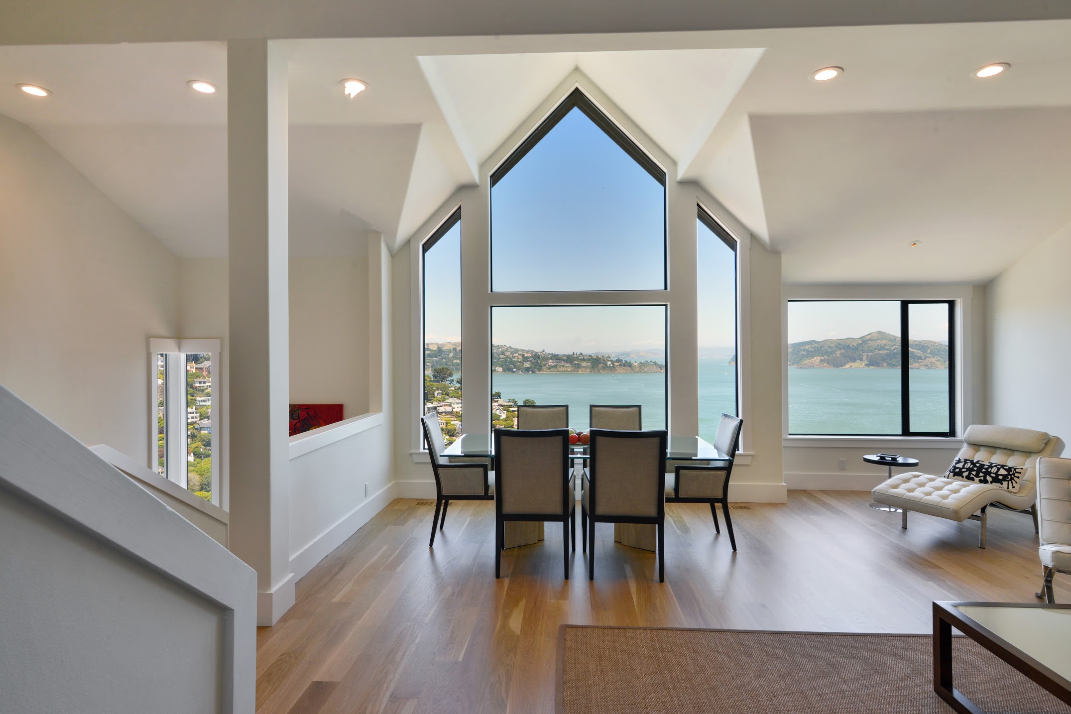 dining room with windows and view