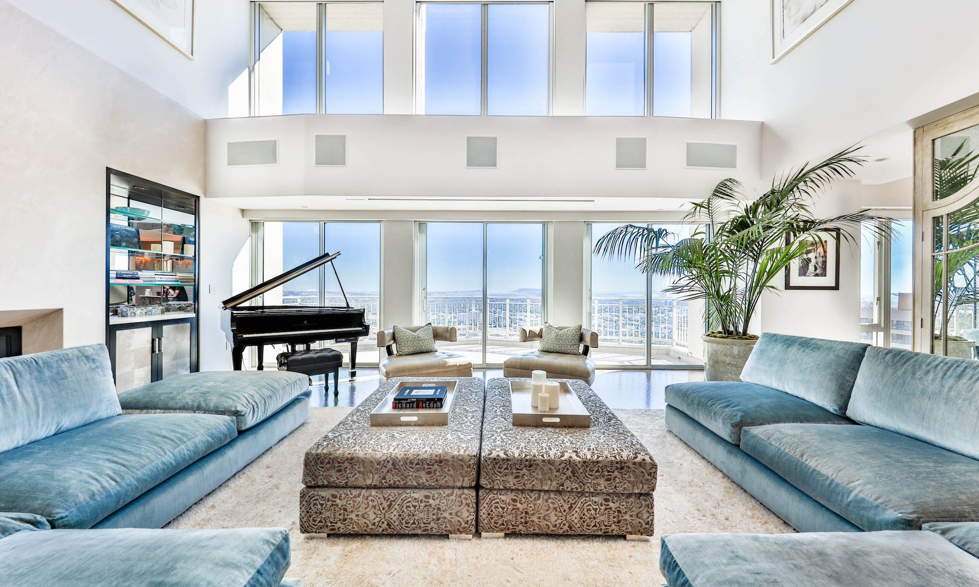 high ceiling living room