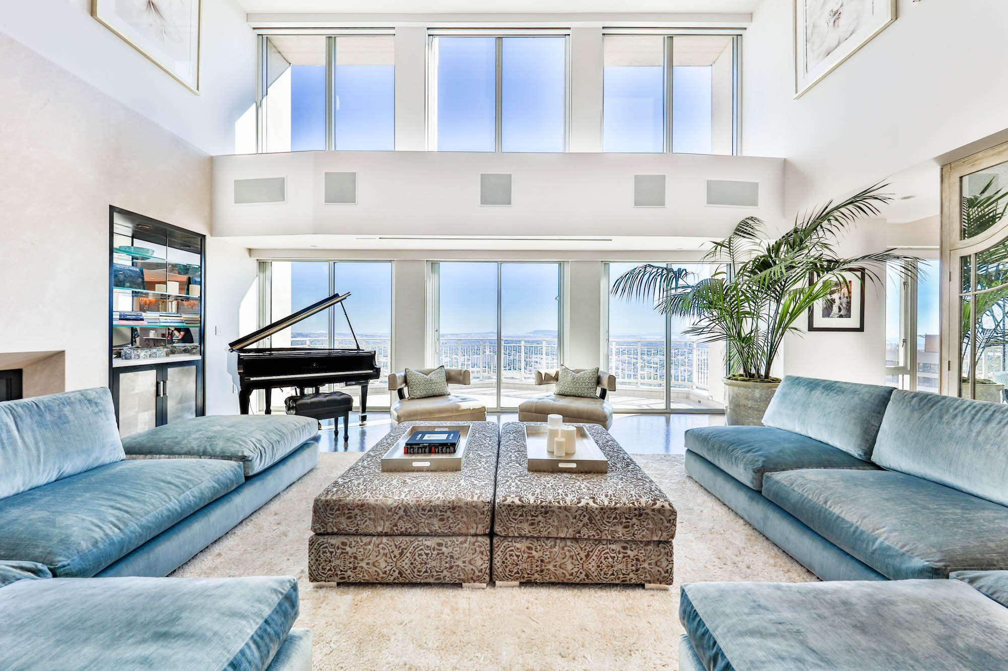 high ceiling living room