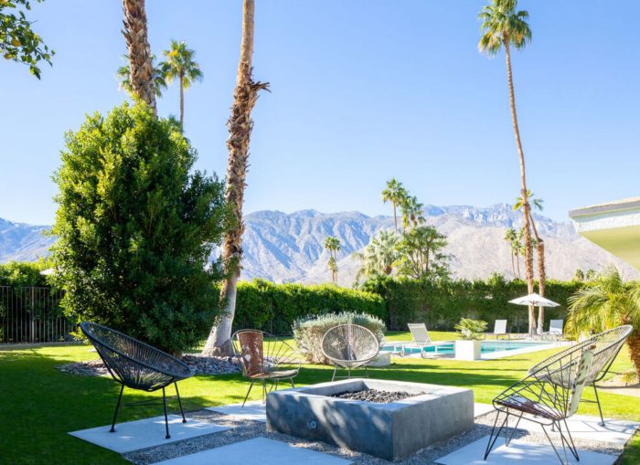 Palm springs estate with mountains in the background
