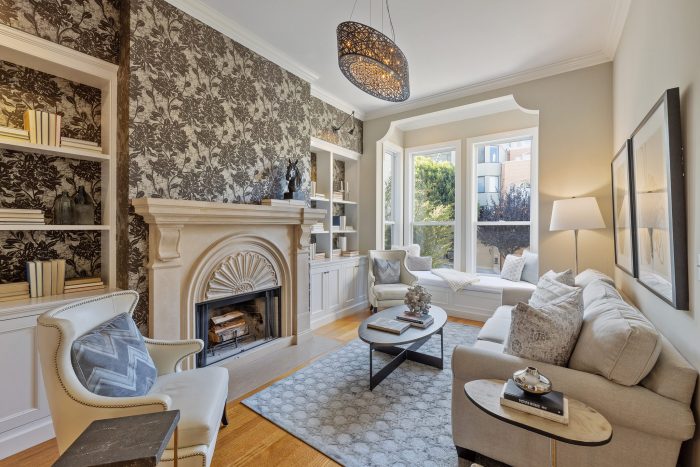 Living room in Cow Hollow home