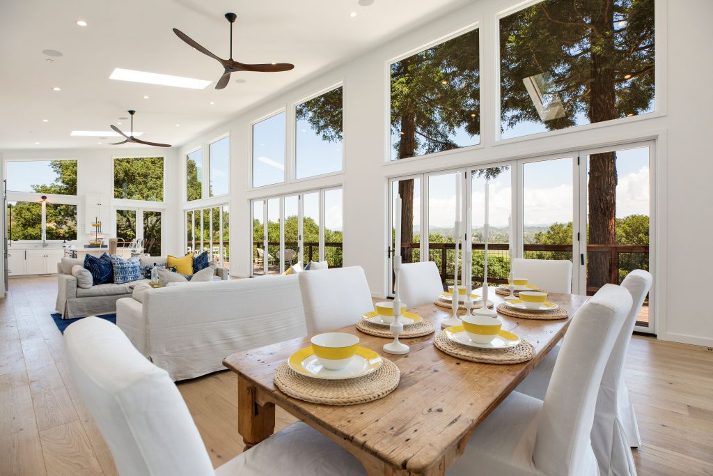 dining room with windows