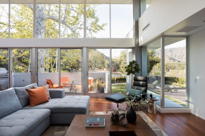 living room with windows