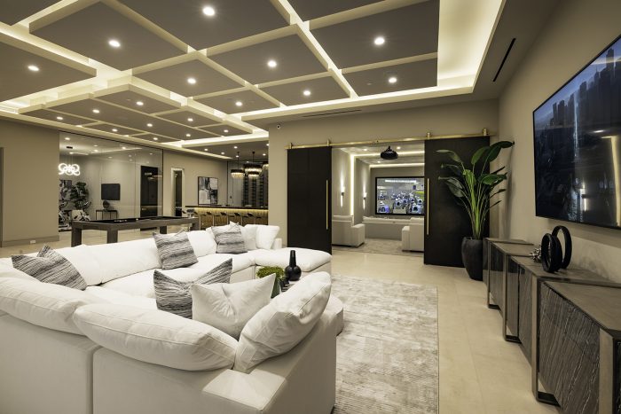 Compass living room with giant TV