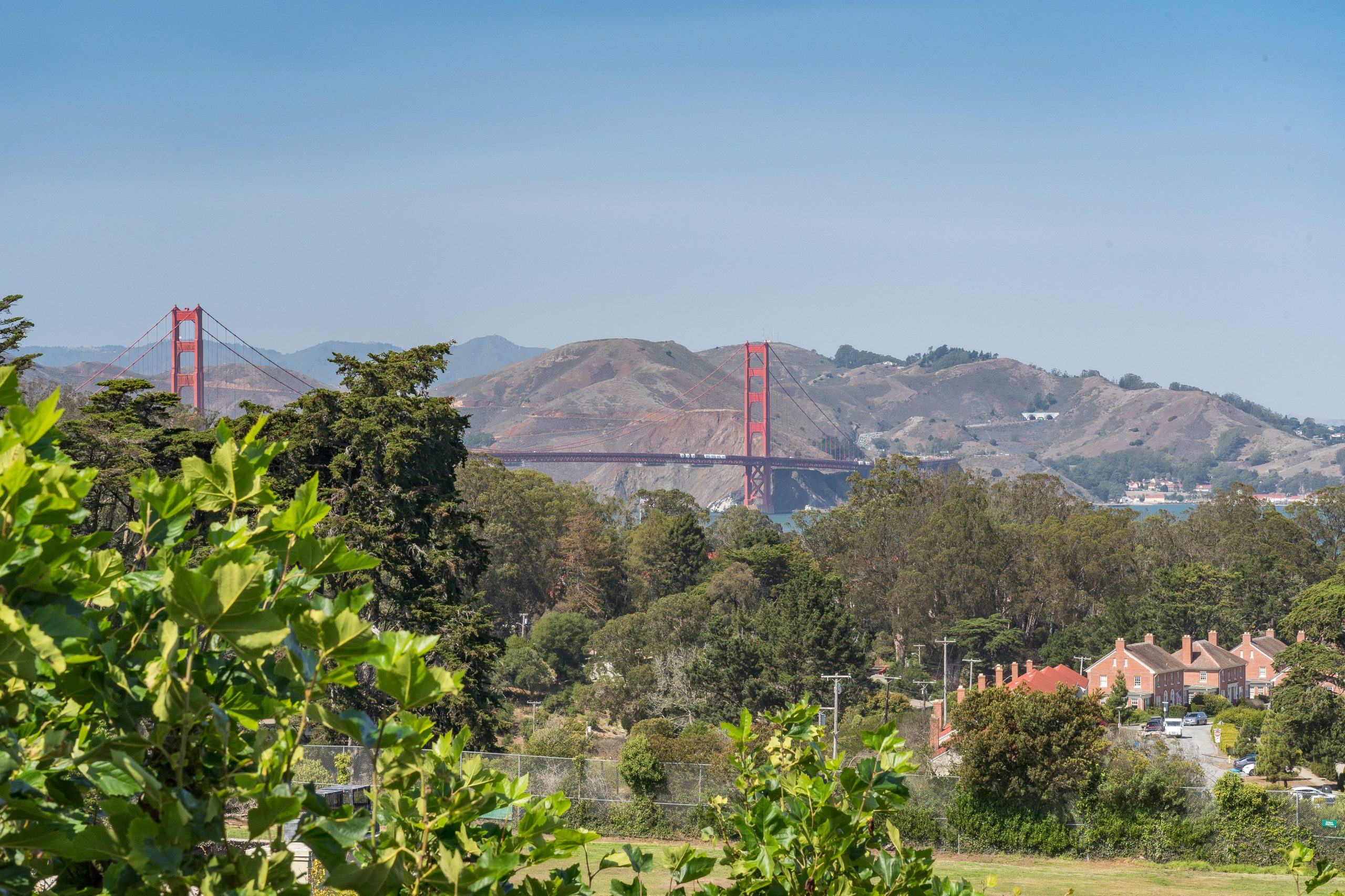 front of the home lie stunning views of the Golden Gate Bridge, Bay and Presidio.