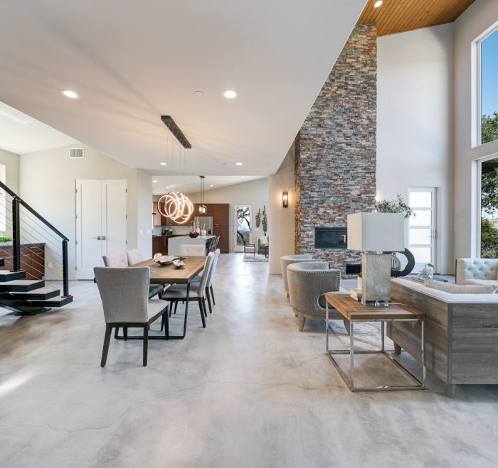 Super hip living and dining areas.