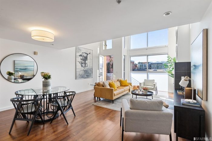 Open living space with glass walls