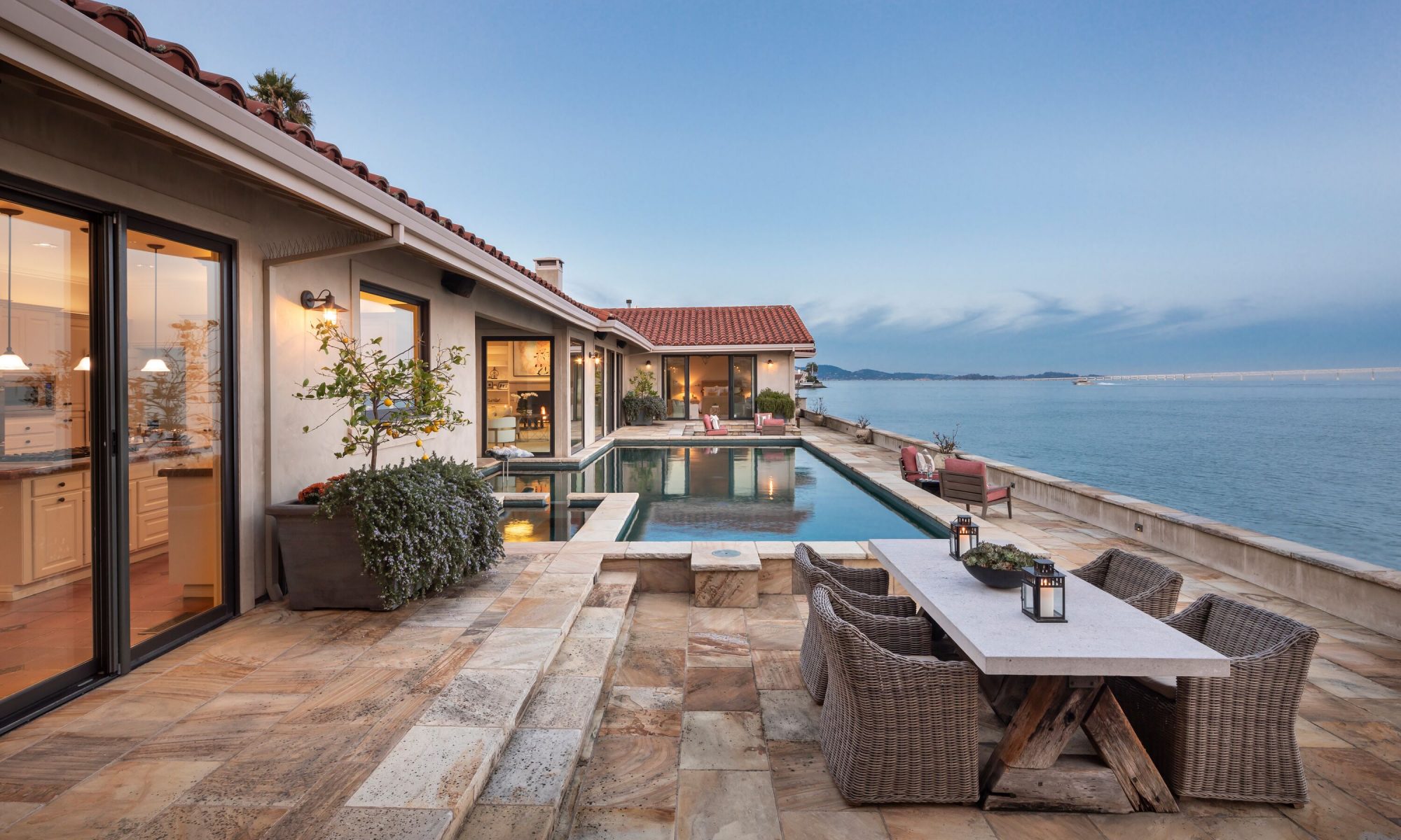 Bayfront Mediterranean with open water views