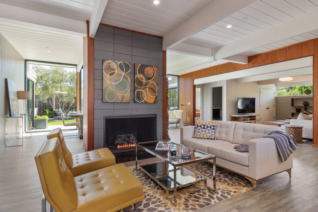 living room with art