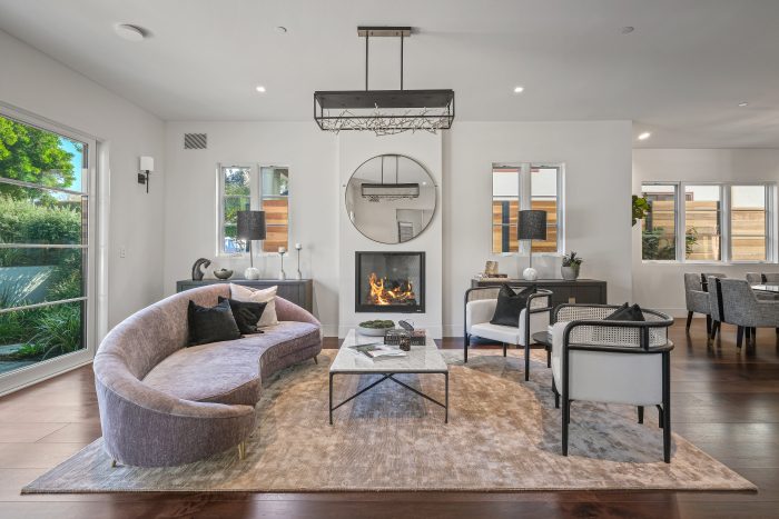 Living room fireplace in Santa Monica