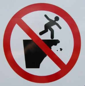 Cliff Road sign warning of a dangerous cliff