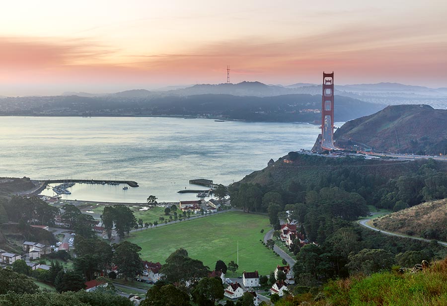Golden Gate Bridge North side at sunrise