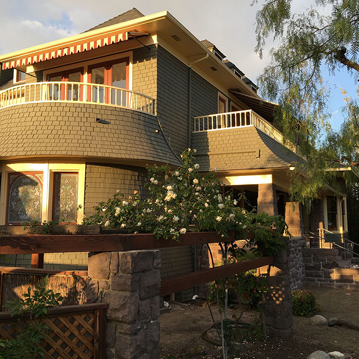 Grace mansion SoCal painted shingle facade