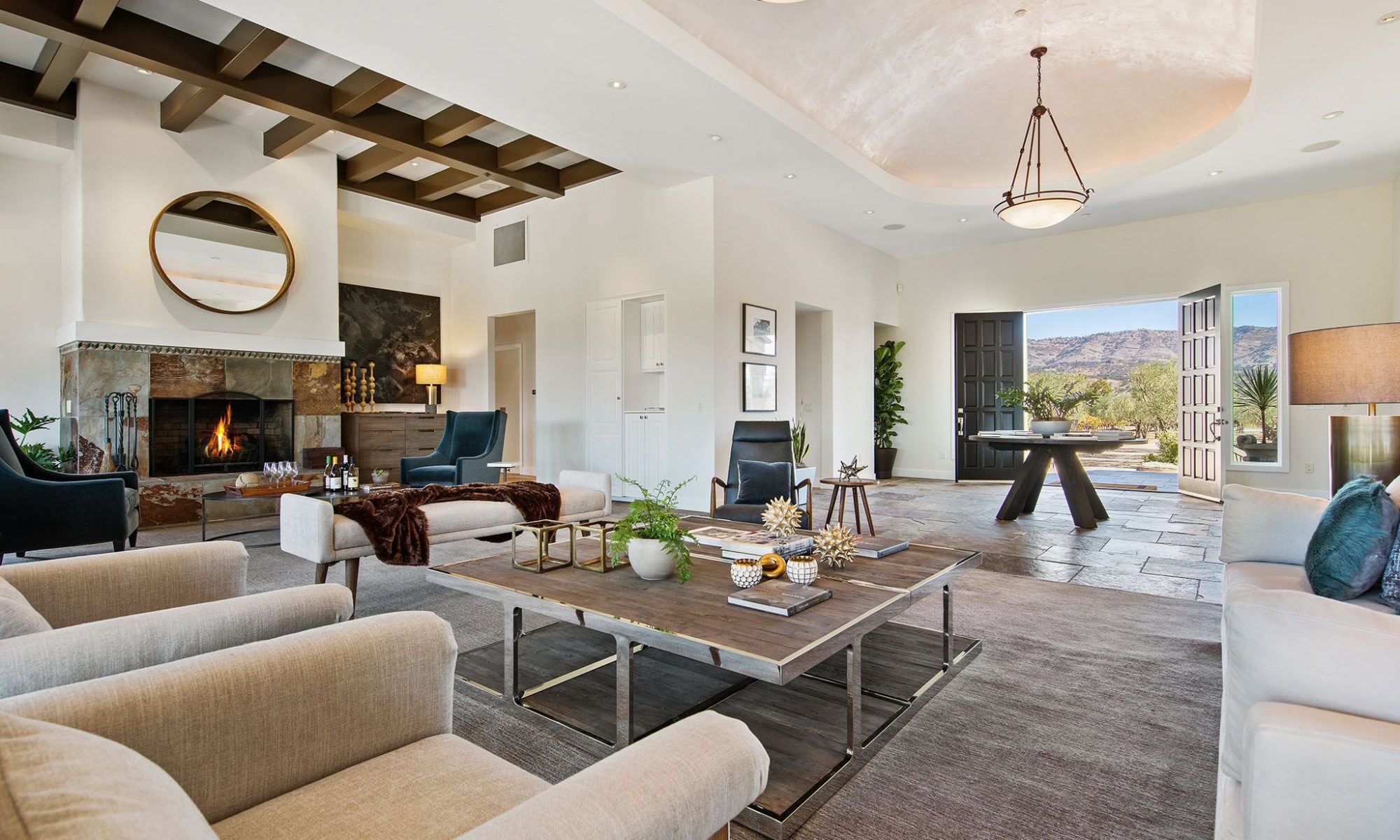 grand napa estate indoor outdoor living room