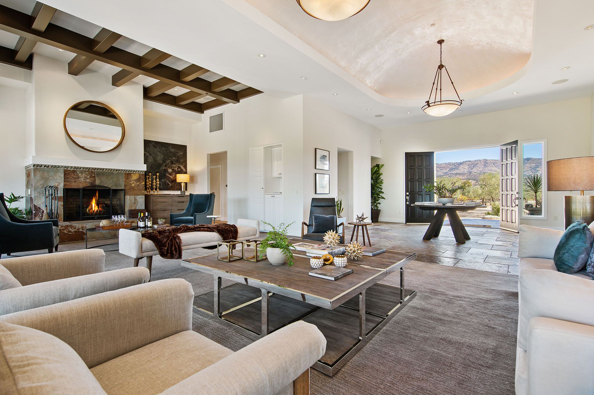 grand napa estate indoor outdoor living room