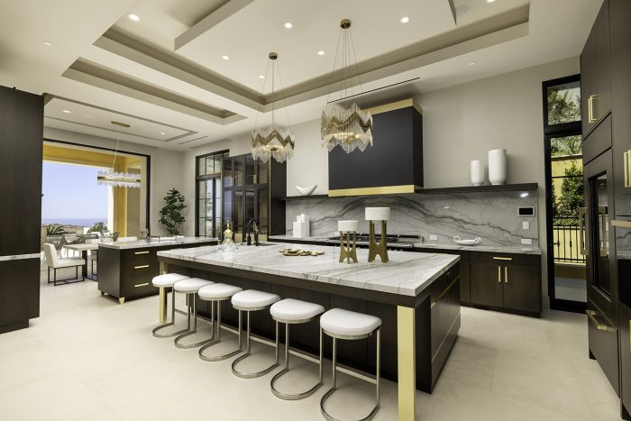 Kitchen with marble center piece