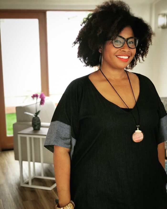 Woman smiling in her home