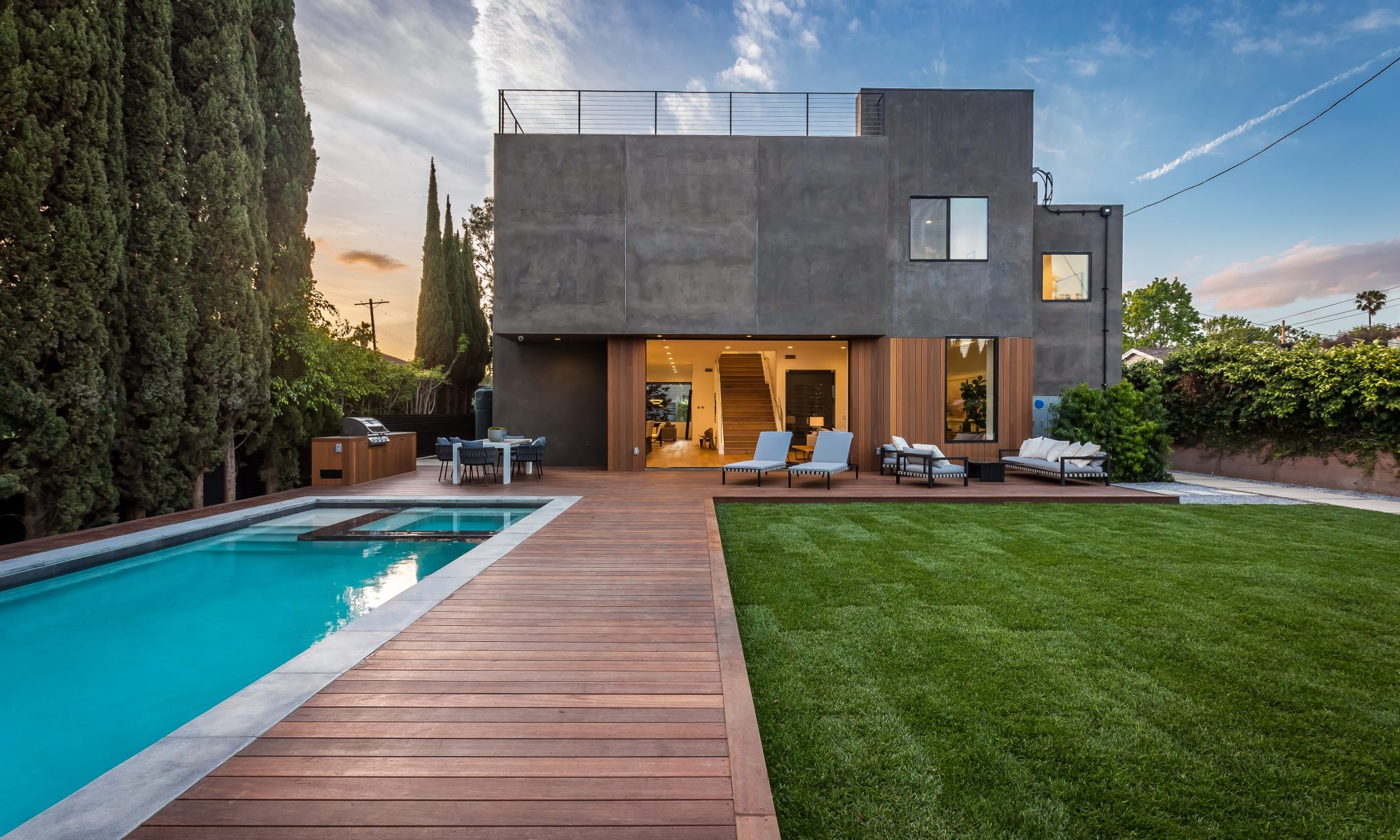 modern home with pool