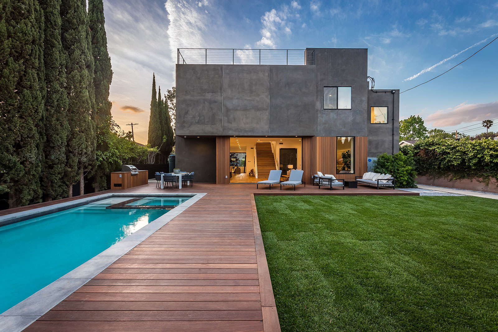 modern home with pool