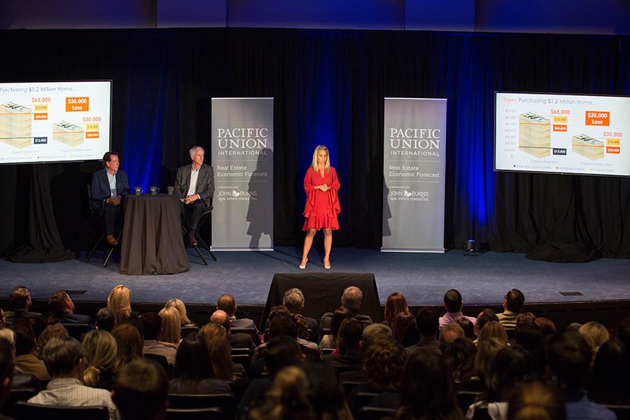 speaker in red dress