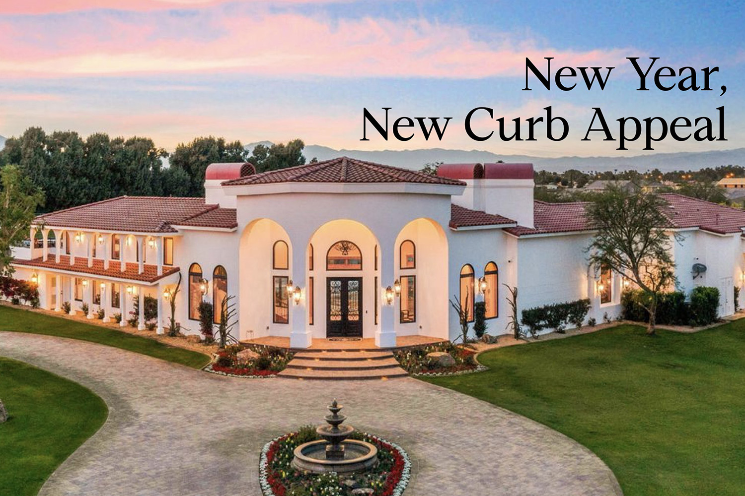 Entry to House at dusk New Year New Curb Appeal"