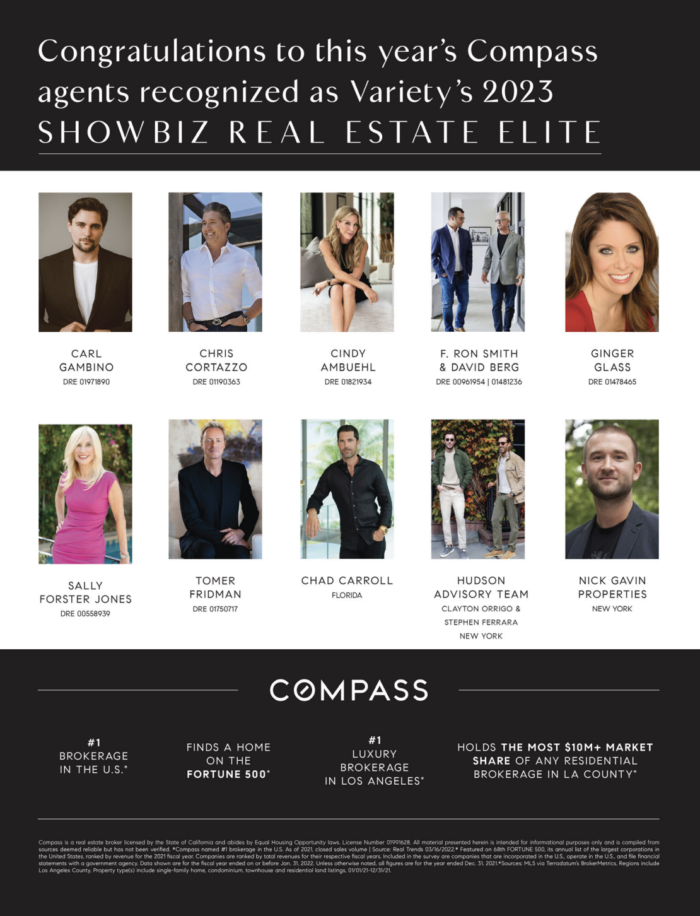 Compass Agents Named to Variety Showbiz Real Estate Elite 2023