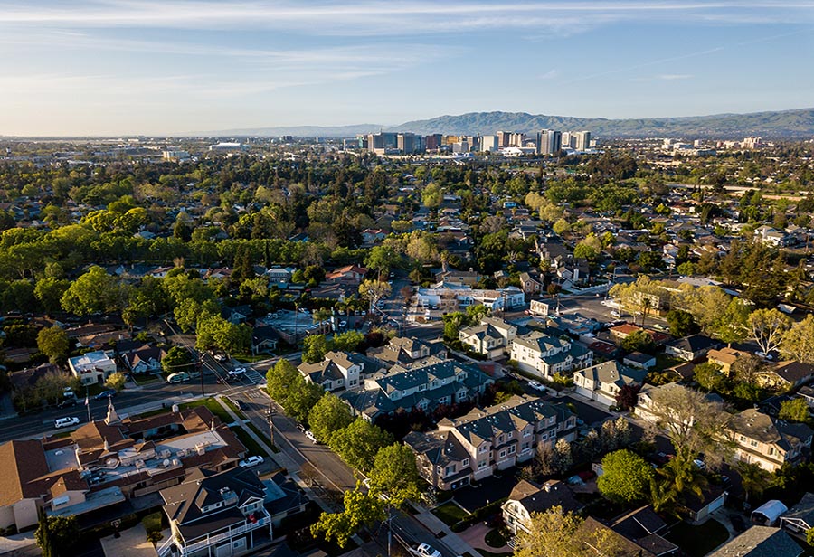 Aerial view of Silicon Valley in California