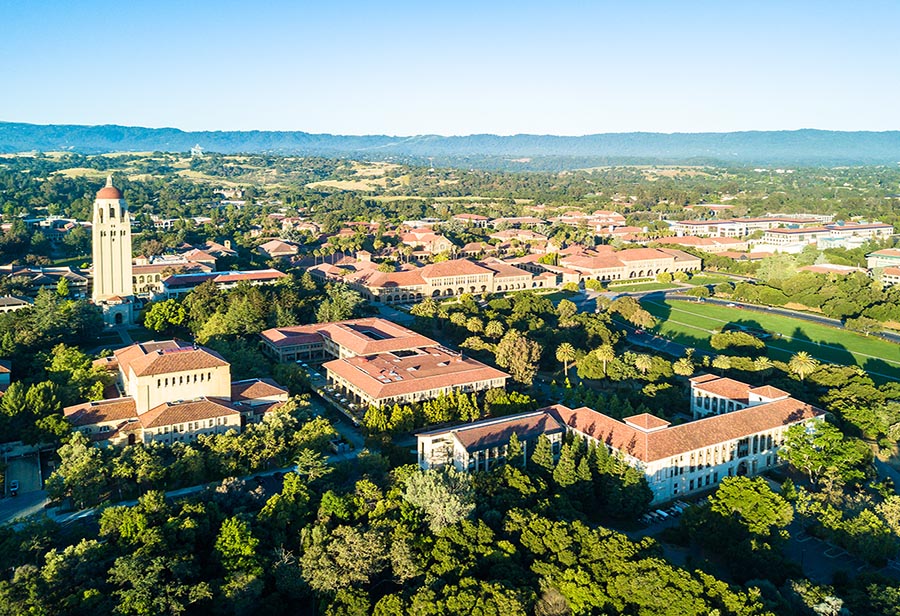 Drone view of Stanford University