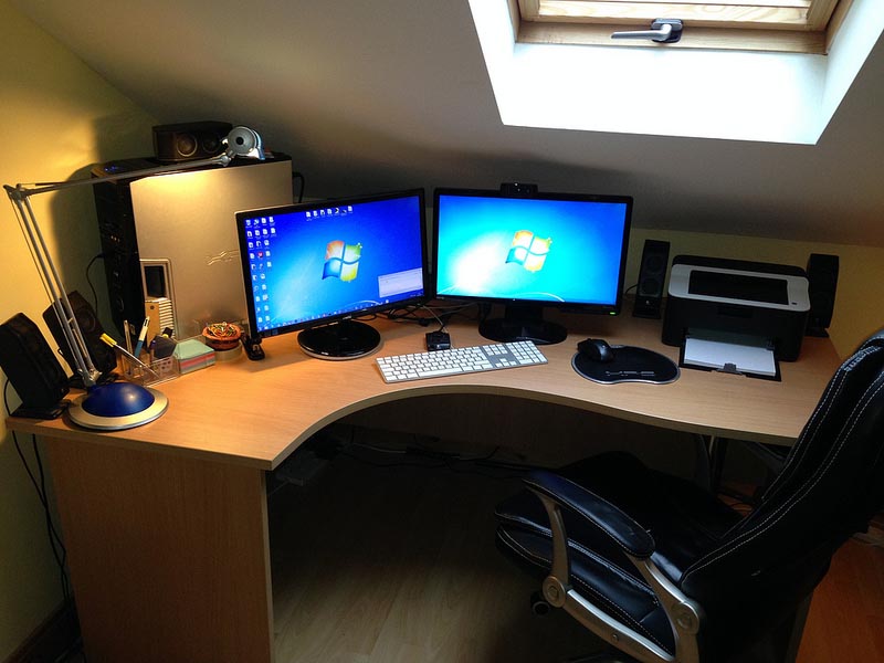 close up computer desk