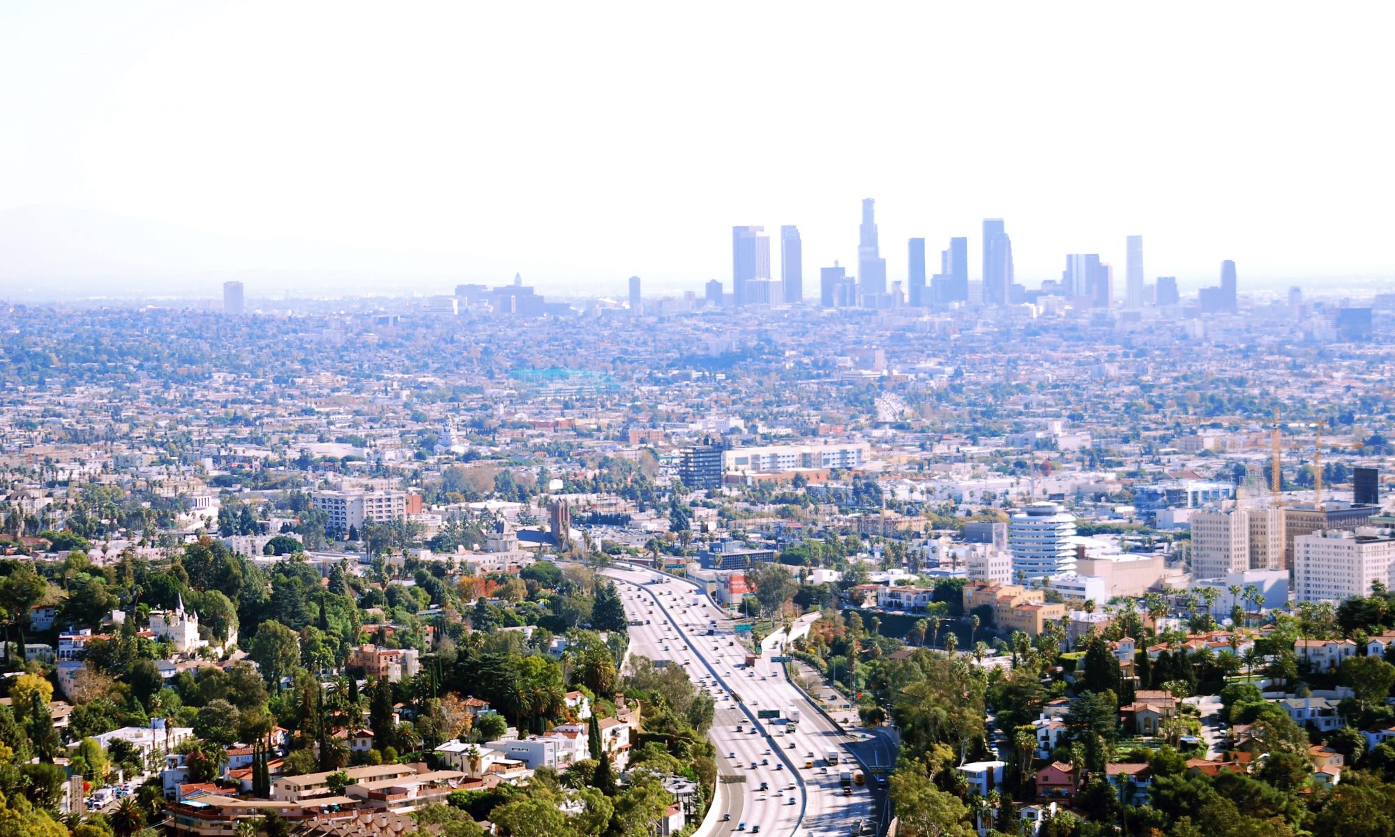 Los Angeles metropolitan area view with downtown on horizon