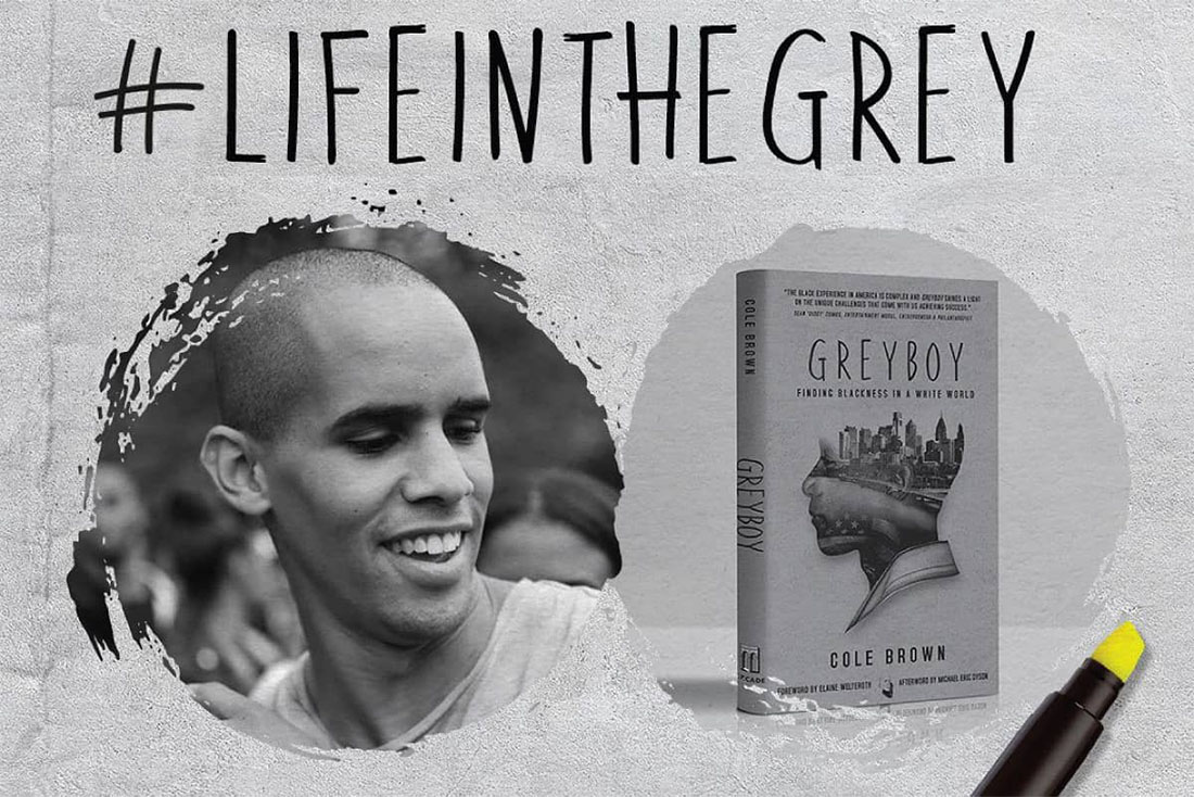 Image collage featuring author Cole Brown