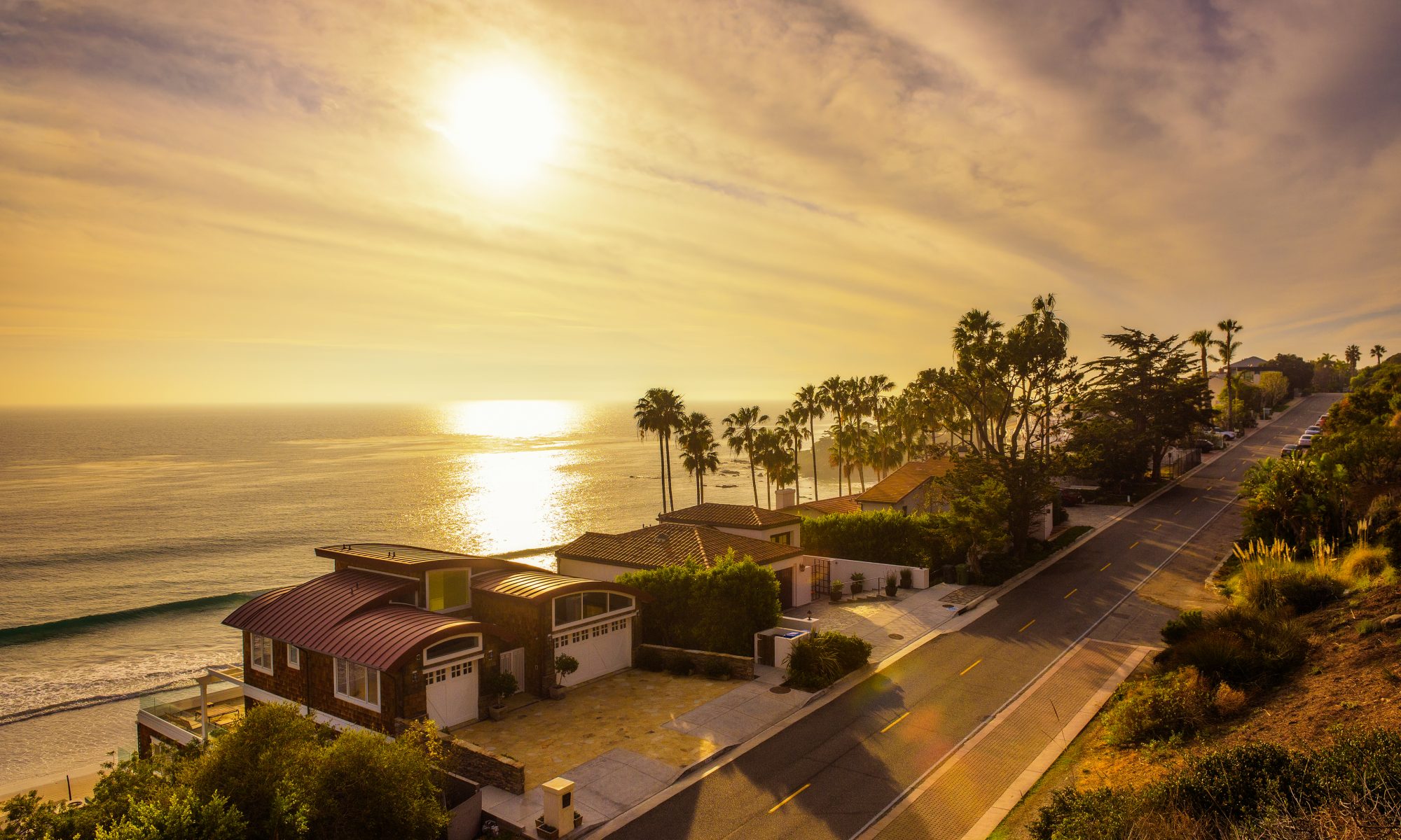 Oceanfront homes of Malibu beach in California