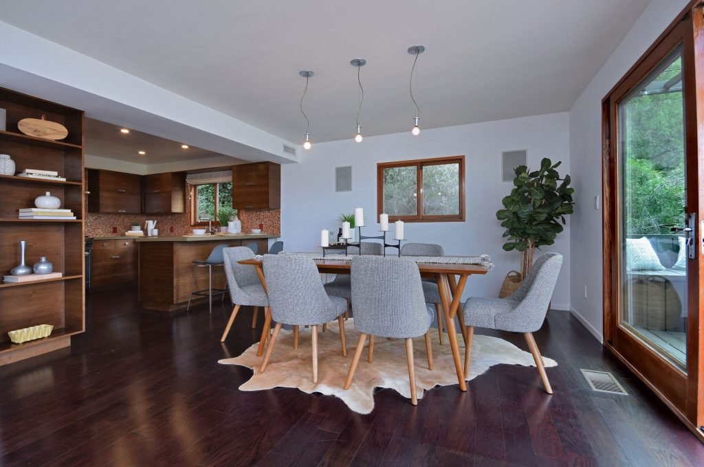 Mid-Century Post & Beam in Studio City dining room