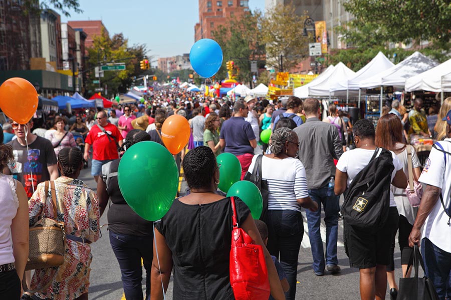 View along Atlantic Antic Street Fair in Brooklyn