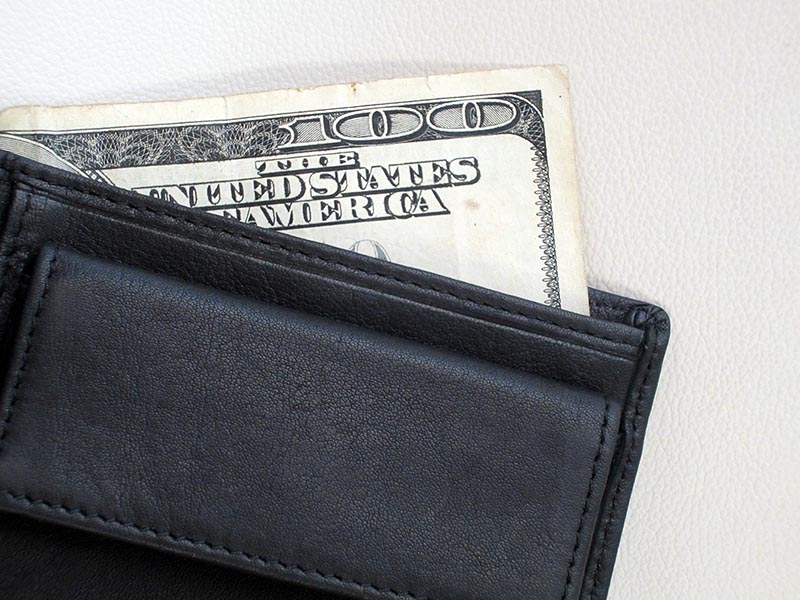 hundred dollar bill in wallet